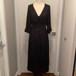 NEW Scotch & Soda black silk satin dress with ruffle sleeves